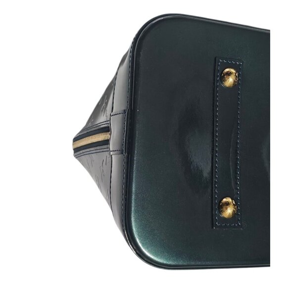 LOUIS VUITTON Alma GM Vernis Patent Monogram Green Bag Large Tote Satchel Bag LV - Picture 16 of 16